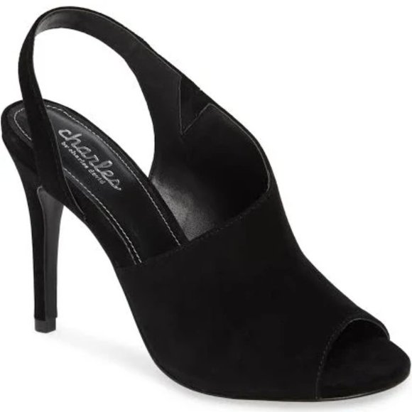 CHARLES by CHARLES DAVID Riot Pumps Slingback in Black Suede Size 6.5 Brand New - Picture 1 of 7